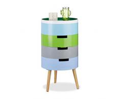 Relaxdays, farbig Kommode rund, 4 Fächer, Tablett-Deckel, skandinavisches Design, Dekotisch HxBxT: 72 x 39 x 39 cm, Holz, Standard