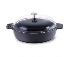 Fissler arcana / Gusseisen-Pfanne (Ø 28 cm ) Bratpfanne, mit Glas-Deckel, emaillierte Bauernpfanne, Servierpfanne, alle Herdarten auch Induktion