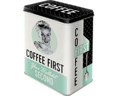 Nostalgic-Art 30146 Aufbewahrungs-Box | Kaffee Blech-Dose | Metall Vorratsdose L, Say it 50s-Coffee First, 10 x 14 x 20 cm