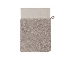 möve Brooklyn Waschhandschuh Uni mit Fischgratbordüre 15 x 20 cm aus 85 % Baumwolle / 10 % Viskose aus Bambus-Zellstoff / 5 % Leinen, cashmere