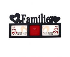 Familie Bildergalerie für 3 Bilder mit Herzen in 3D Optik Bilderrahmen Schwarz P-0602