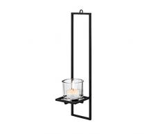 Blomus Nero Wandleuchter, Metall, schwarz, H 45 cm, B 10,5 cm, T 30,5 cm