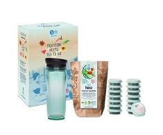 shuyao teekultur Starterbox Tea to Go Thermobecher mit integriertem Teesieb + 5x3 Loser Bio Tee ohne Koffein, Jade, 45g