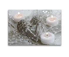 Calvendo Premium Textil-Leinwand 120 cm x 80 cm Quer, Ein Motiv aus Dem Kalender In fröhlicher Weihnachtsstimmung | Wandbild, Bild auf Keilrahmen, Fertigbild Engelsflügel mit Kerzen Kunst Kunst