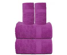 Trident Cotton Extra Soft 4-teiliges Handtuchset (Bad und Hand), Deep Purple