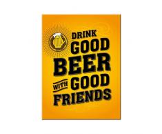 Nostalgic-Art 14355 Word Up - Drink Good Beer | Retro Magnet | Kühlschrank-Magnet | Vintage | 8x6 cm