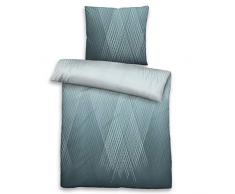 biberna 0636080 Mako-Satin Bettwäsche Garnitur mit Kopfkissenbezug (Baumwolle) 1x 135x200 cm + 1x 80x80 cm, eisblau