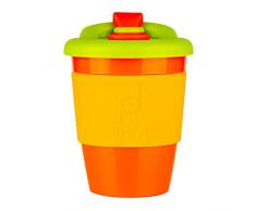 DrinkPod wiederverwendbarer BPA-frei 340 ml 12 oz Kaffeebecher / Reisetasse aus Kunststoff – AUTUMN, ORANGE