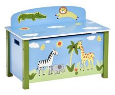Zeller 13497 Kinder-Sitztruhe Safari, MDF, Dekor, ca. 67 x 37 x 49.5 cm