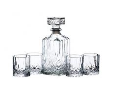 KitchenCraft Bar Craft Kristallglas Whisky Dekanter und # Zahnputzbecher Geschenk-Set, transparent, 5-teilig