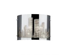 Trio Leuchten Wandleuchte in Edelstahl, Laser-Cut Motiv Metropole, exklusiv 1x E14 maximal 40W, 22 x 17 cm 208400106