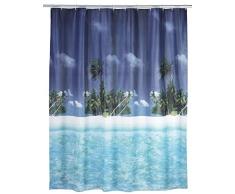 WENKO 19101100 Duschvorhang Palmenstrand - wasserdicht, pflegeleicht, Kunststoff - PEVA, Mehrfarbig