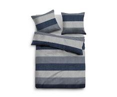 TOM TAILOR 0849790 Melange-Flanell Bettwäsche Garnitur mit Kopfkissenbezug (Baumwolle (60% recycelt)) 1x 155x220 cm + 1x 80x80 cm, Indigoblau