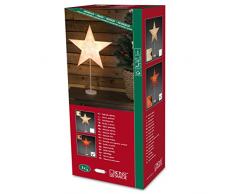 Konstsmide 2991-520 Roter Papierstern mit weißem Metallfuß / für Innen (IP20) / 230V Innen / ohne Leuchtmittel / mit an/aus Schalter / schwarzes Kabel