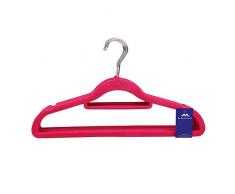 JVL Simple-Kollektion Velvet Touch platzsparend rutschfest Kleiderbügel 10 Stück, recyceltem ABS Kunststoff, Nylon, Zink, Pink, 41, 5 x 0,5 x 22,5 cm