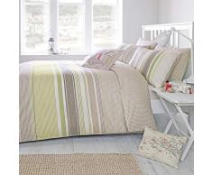 Dreams n Drapes Single Falmouth Stripe Steppdecke, wendbar, blau, Grün, Super King