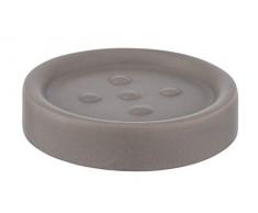 WENKO Seifenablage Polaris, Seifenschale zur Aufbewahrung von Handseife, aus edler Keramik, Ø 11 x 2,8 cm, taupe matt