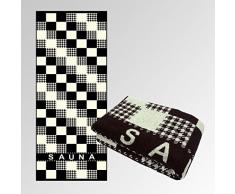 Dyckhoff Sauna modern Saunatuch, Baumwolle, schwarz/Natur, 200 x 75 x 2 cm