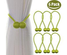 Melaluxe 6 Stück magnetische Vorhang Raffhalter, dekorative Vorhanghalterungen für Fensterdekoration 6 Pack Hellgrün