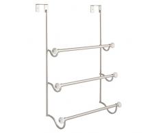 InterDesign 73415EU York Handtuchhalter zum Hängen über die Duschwand, satiniert / weiß