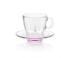 Bialetti RTATZ820 Cappuccino-Tasse, Hartglas, Glas, Transparent/Rose, 1 Stück