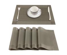 YUJIAN Platzsets, 6 Stück, PVC gekreuztes gewebtes Vinyl, rutschfest, isolierend, waschbar, hitzebeständig, Tischsets für Tisch oder Küche. Set of 6 champagnerfarben
