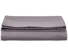AmazonBasics Bettlaken, Baumwoll-Satin Fadenzahl 400, knitterarm, 180 x 290 + 10 cm - Dunkelgrau