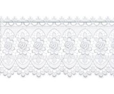 Plauener Spitze by Modespitze, Store Bistro Gardine Scheibengardine mit Stangendurchzug, hochwertige Stickerei, Höhe 32 cm, Breite 176 cm, Weiß