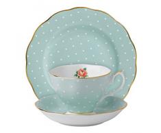 Royal Albert Polka 3-teilies Set (Teetasse, Untertasse, Teller, 21,3 cm) Polka Rose