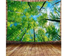 DBLLF Fantasy-Wald-Wandteppich, EIN großer Lebensbaum im Wald, Gobelin, Fantasiepflanze, magischer Wald, Wandteppich, Kunst für Zuhause, Wandbehang 80X60 Inches grün+blau