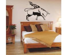 INDIGOS 4052166602327 Wandtattoo w996 Flammen Stier Feuer Tribal Wandaufkleber 120 x 90 cm, schwarz
