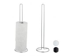 Relaxdays Ersatzrollenhalter, 2er Set, je 5 Ersatzrollen Toilettenpapier, Metall, freistehend, HxD: 50 x 14 cm, Silber, 2 Stück