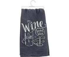 Primitives by Kathy Chalk Art Geschirrtuch, Baumwolle, Wein ist Immer, 28