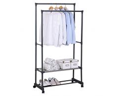 WOLTU SR0022 Kleiderständer Garderobenständer mit Dem Ablage, 83x39x161cm, Wäscheständer auf Rollen, mit Schuhregal, Grau