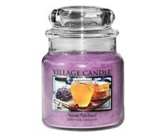 Village Candle Honig und Patchouli Duftkerze im Glas, 454 g, violett, 9.7 x 9.5 cm