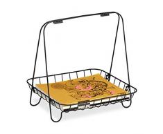 Relaxdays Zeitungsständer, freistehender Zeitungshalter aus Metall, modernes Design, HxBxT: 37,5 x 36 x 32 cm, schwarz