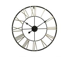Rebecca Mobili dekorative Wanduhr, Deko-Wanduhr aus Metall, mit römischen Zahlen, rund – Maße: Ø 60 cm x B 4 cm - Art. RE6139