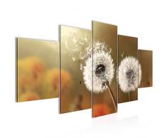 Bilder Blumen Pusteblume Wandbild 200 x 100 cm Vlies - Leinwand Bild XXL Format Wandbilder Wohnzimmer Wohnung Deko Kunstdrucke Braun 5 Teilig - MADE IN GERMANY - Fertig zum Aufhängen 023651a