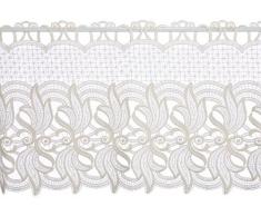 Plauener Spitze by Modespitze, Store Bistro Gardine Scheibengardine mit Stangendurchzug, hochwertige Stickerei, Höhe 36 cm, Breite 176 cm, Creme