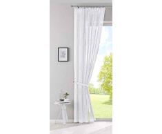 Gardine Voile »Sanremo« Landhaus-Stil Querstreifen HxB 254x140 cm Weiß Leinen Häkel Optik Netzstruktur verdeckte Schlaufen Gardinenband, 20190340