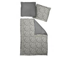 adam Flower Cuveé Bettwäsche-Set, Bio Baumwolle, Schwarz, 155 x 220 cm, 2-Einheiten