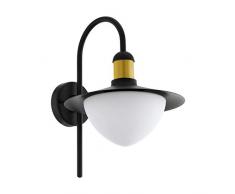 EGLO Außen-Wandlampe Sirmione, 1 flammige Außenleuchte, Wandleuchte aus verzinktem Stahl, Glas: Weiß, opal-matt, Farbe: Schwarz, gold, Fassung: E27, IP44
