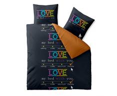 CelinaTex Fashion BettwÃ¤sche 3tlg 200 x 200 cm Baumwolle Bettbezug Set 80 x 80 cm Kissenbezug 0003598 Love schwarz orange Herz Liebe