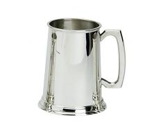 Edwin Blyde & Co Schlichter Korpus Bierkrug mit Glas Base/Traditionelle Standard Griff, Zinn, 1-Pint