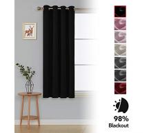 Deconovo Vorhang Verdunkelung Ösen Gardinen Schlafzimmer Verduklungsvorhang Ösen 138x168 cm Schwarz 1er Set