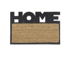 Relaxdays Fußmatte Kokos HOME 40 x 60 Kokosmatte mit Schriftzug aus Gummi als Türvorleger mit Anti-Rutsch Unterseite Fußabtreter aus Kokosfaser als pflegeleichter Fußabstreifer und Türmatte, natur