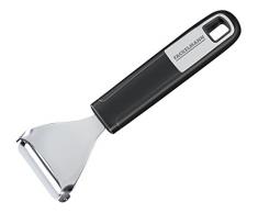 FACKELMANN Ziehschäler 17 cm Sense, praktischer Gemüseschäler, Obstschäler mit rutschfestem und ergonomischem Soft-Touch-Griff (Farbe: Silber/Schwarz), Menge: 1 Stück