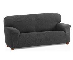 Bartali Elastischer Sofabezug Aitana, 50% Polyester, 45% Baumwolle, 5% Elastomer, Grau, 3-Sitzer