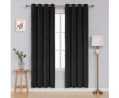 Deconovo decorative curtains for bedroom Samt Vorhänge Halbtransparent, Polyester, Schwarz, 229x117, 2