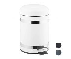 Relaxdays 3l, Absenkautomatik, Inneneimer mit Henkel, Bad Kosmetikeimer, Tretmülleimer, Edelstahl, weiß Treteimer, 26.5 x 17 x 22 cm